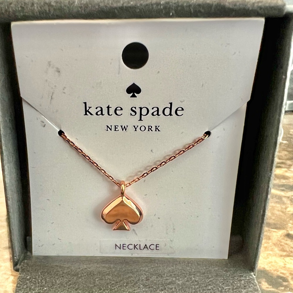 Kate Spade Rose Gold Spade Symbol Necklace NIB - Picture 5 of 7